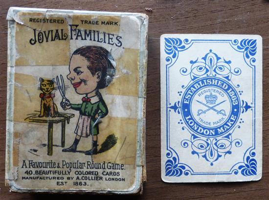 A c.1890 pack of Jovial Families by A Collier. 39 cards (one missing). In original box (damaged and taped).